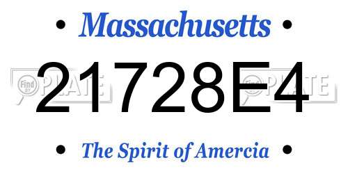 21728E4 Massachusetts License Plate