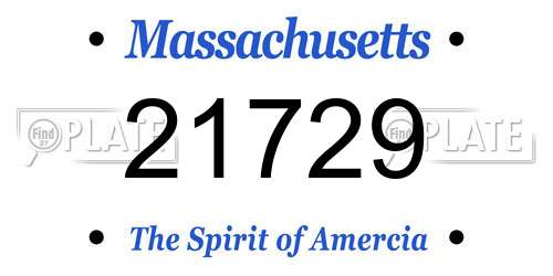 21729 Massachusetts License Plate