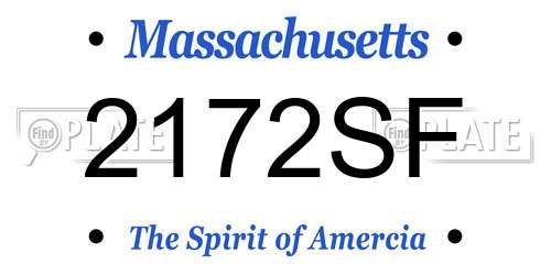 2172SF Massachusetts License Plate