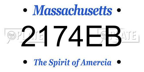 2174EB Massachusetts License Plate