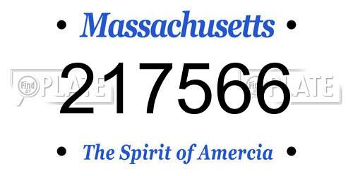 217566 Massachusetts License Plate