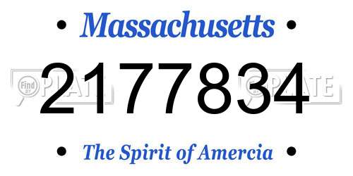 2177834 Massachusetts License Plate
