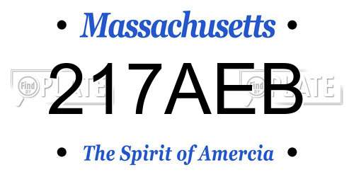 217AEB Massachusetts License Plate