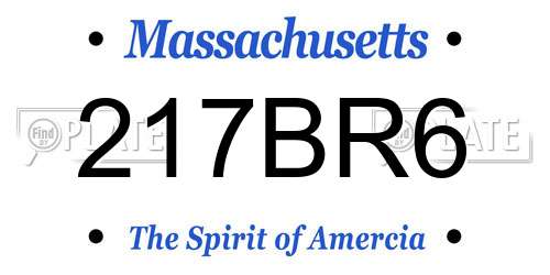 217BR6 Massachusetts License Plate