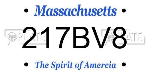 217BV8 Massachusetts License Plate