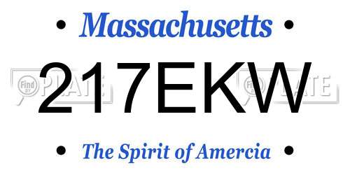 217EKW Massachusetts License Plate