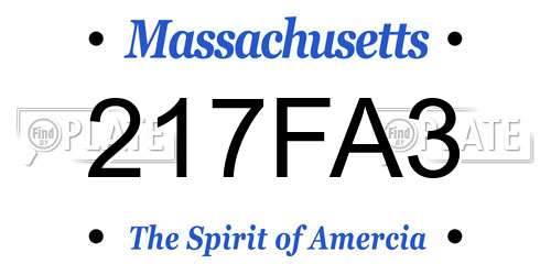 217FA3 Massachusetts License Plate