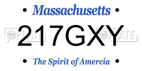 217GXY Massachusetts License Plate