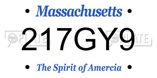 217GY9 Massachusetts License Plate