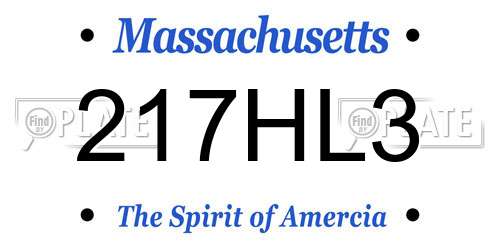 217HL3 Massachusetts License Plate