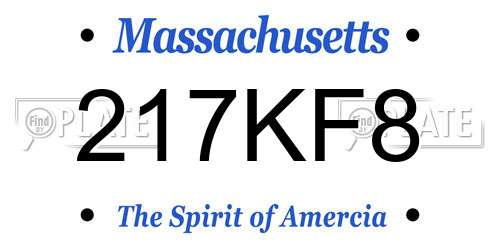217KF8 Massachusetts License Plate