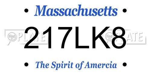217LK8 Massachusetts License Plate
