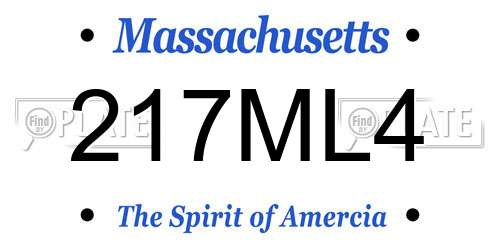 217ML4 Massachusetts License Plate