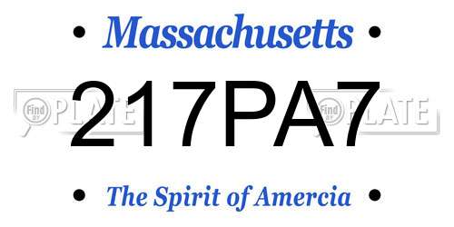 217PA7 Massachusetts License Plate