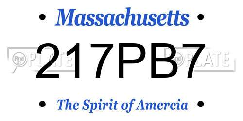 217PB7 Massachusetts License Plate