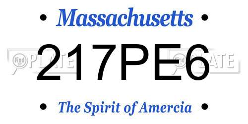 217PE6 Massachusetts License Plate
