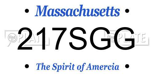 217SGG Massachusetts License Plate