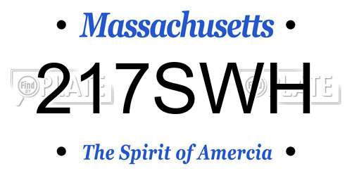 217SWH Massachusetts License Plate