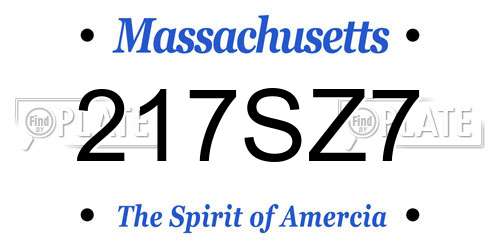 217SZ7 Massachusetts License Plate