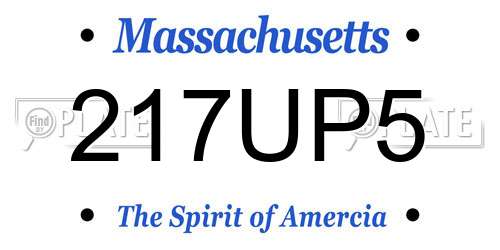 217UP5 Massachusetts License Plate