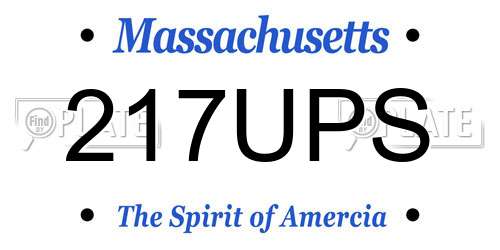 217UPS Massachusetts License Plate