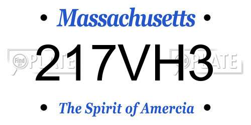 217VH3 Massachusetts License Plate