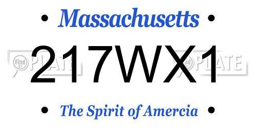 217WX1 Massachusetts License Plate