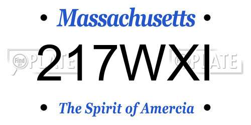 217WXI Massachusetts License Plate