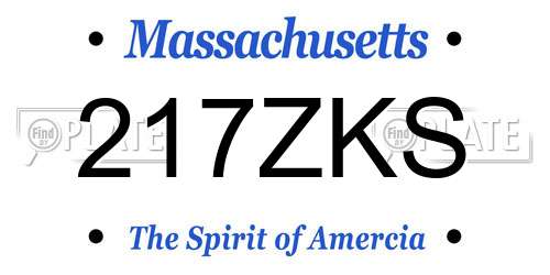 217ZKS Massachusetts License Plate