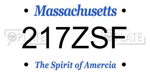 217ZSF Massachusetts License Plate