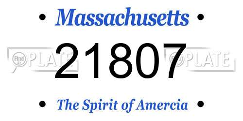 21807 Massachusetts License Plate