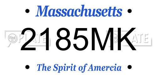 2185MK Massachusetts License Plate