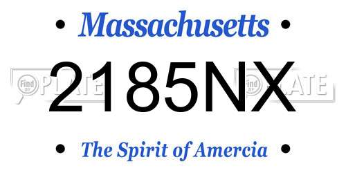 2185NX Massachusetts License Plate