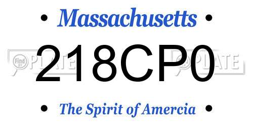 218CP0 Massachusetts License Plate