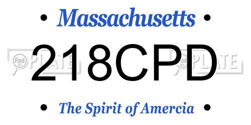 218CPD Massachusetts License Plate