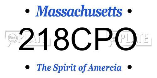 218CPO Massachusetts License Plate