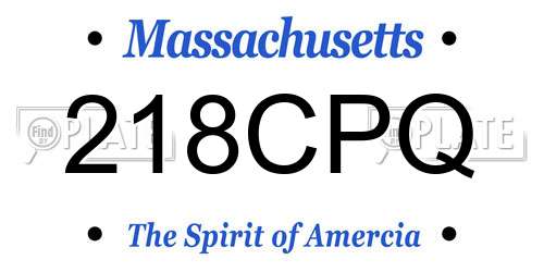 218CPQ Massachusetts License Plate