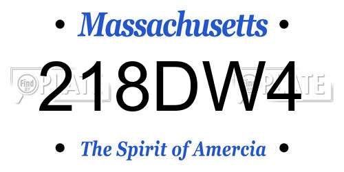218DW4 Massachusetts License Plate