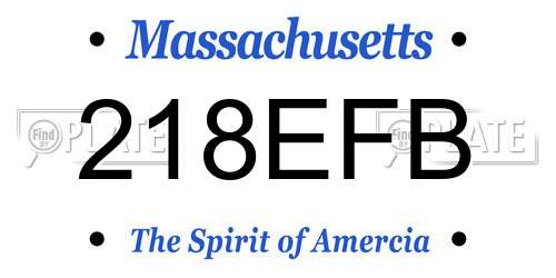 218EFB Massachusetts License Plate