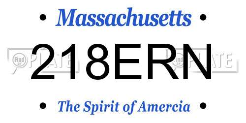 218ERN Massachusetts License Plate