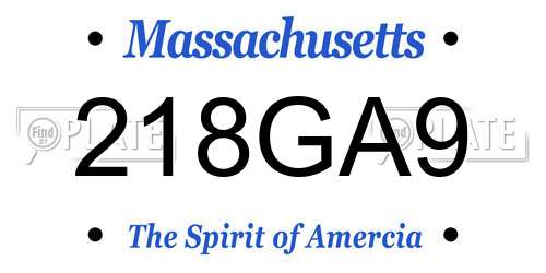 218GA9 Massachusetts License Plate