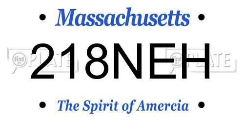 218NEH Massachusetts License Plate