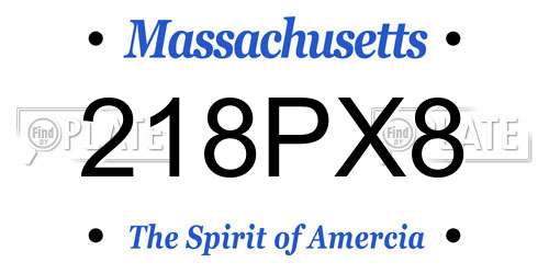 218PX8 Massachusetts License Plate