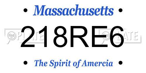 218RE6 Massachusetts License Plate