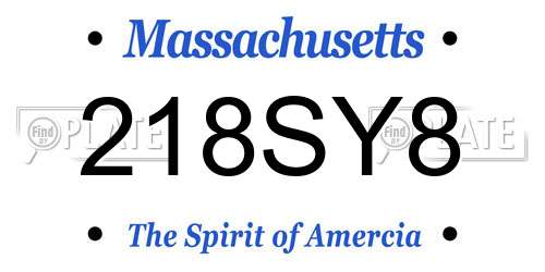 218SY8 Massachusetts License Plate