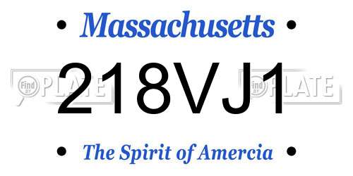 218VJ1 Massachusetts License Plate