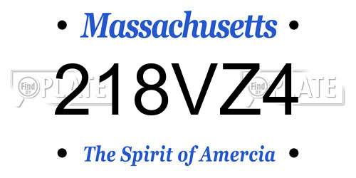 218VZ4 Massachusetts License Plate