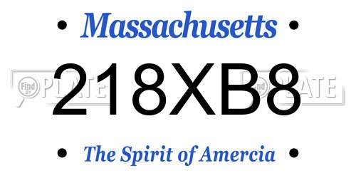 218XB8 Massachusetts License Plate
