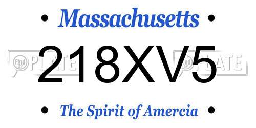 218XV5 Massachusetts License Plate