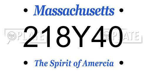 218Y40 Massachusetts License Plate